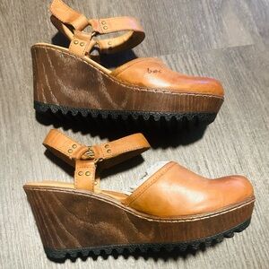 Ina Tan Leather Wedge Sandals